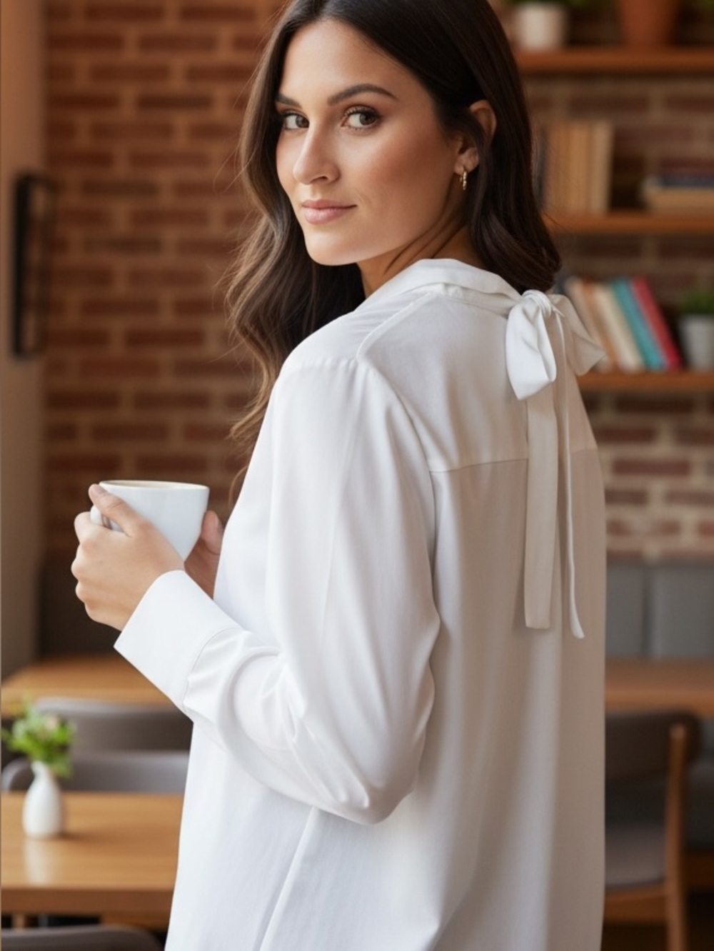Valentino White Tie-Back Shirt Pocket Front